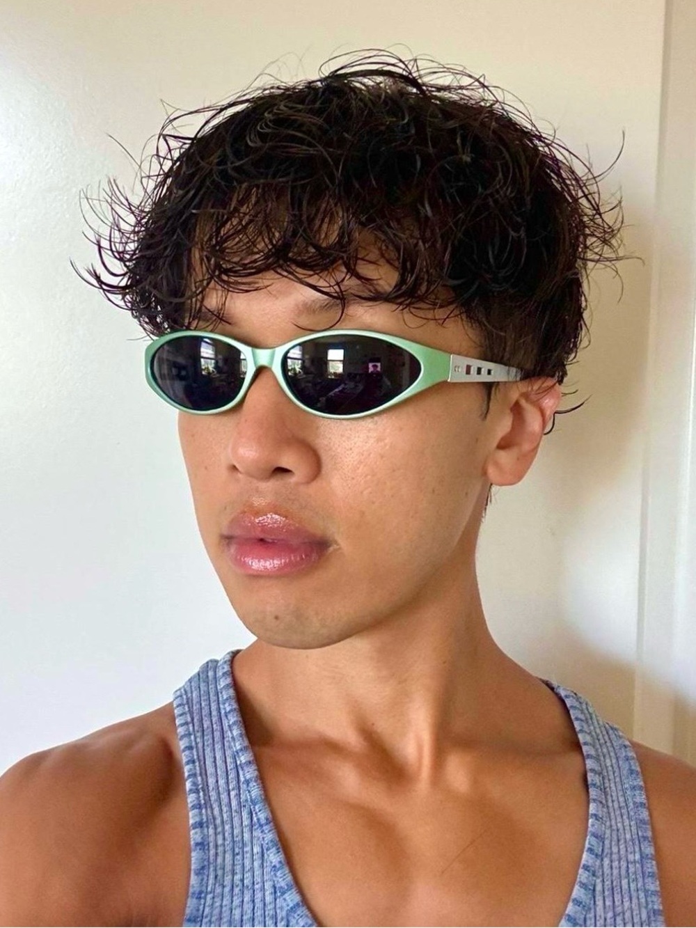 Vintage Y2K Gray-Green Plastic Sunglasses